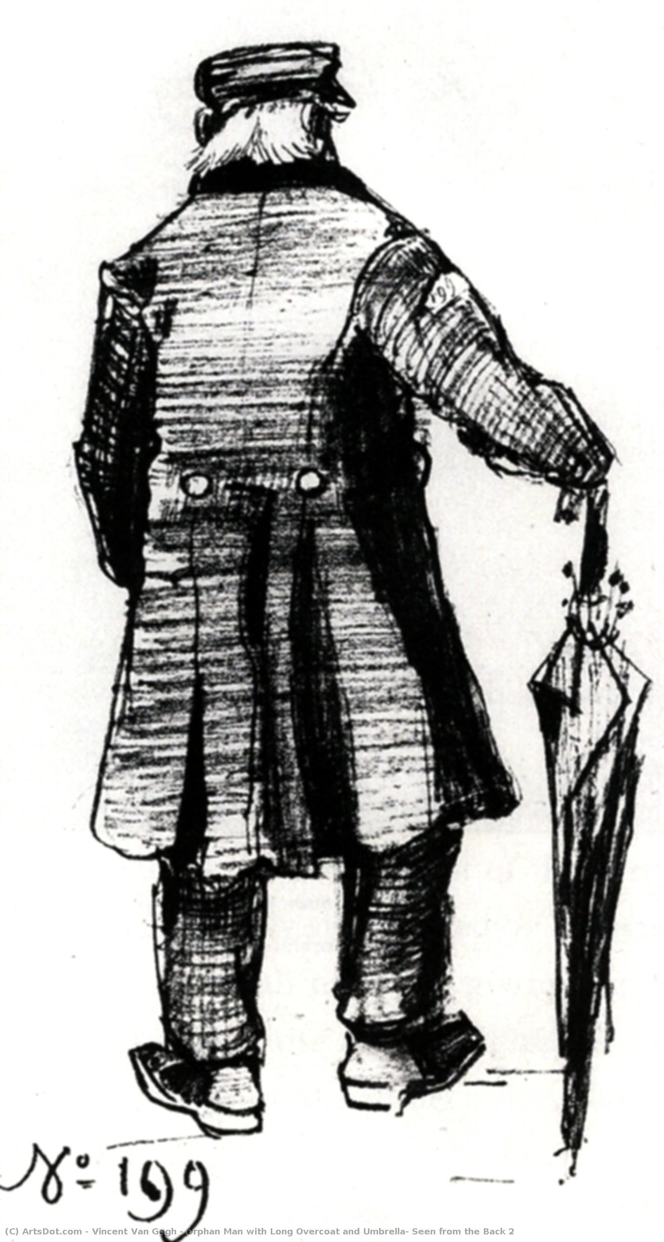 Orphan Man With Long Overcoat And Umbrella, Seen From The Back 2 — Vincent Willem Van Gogh