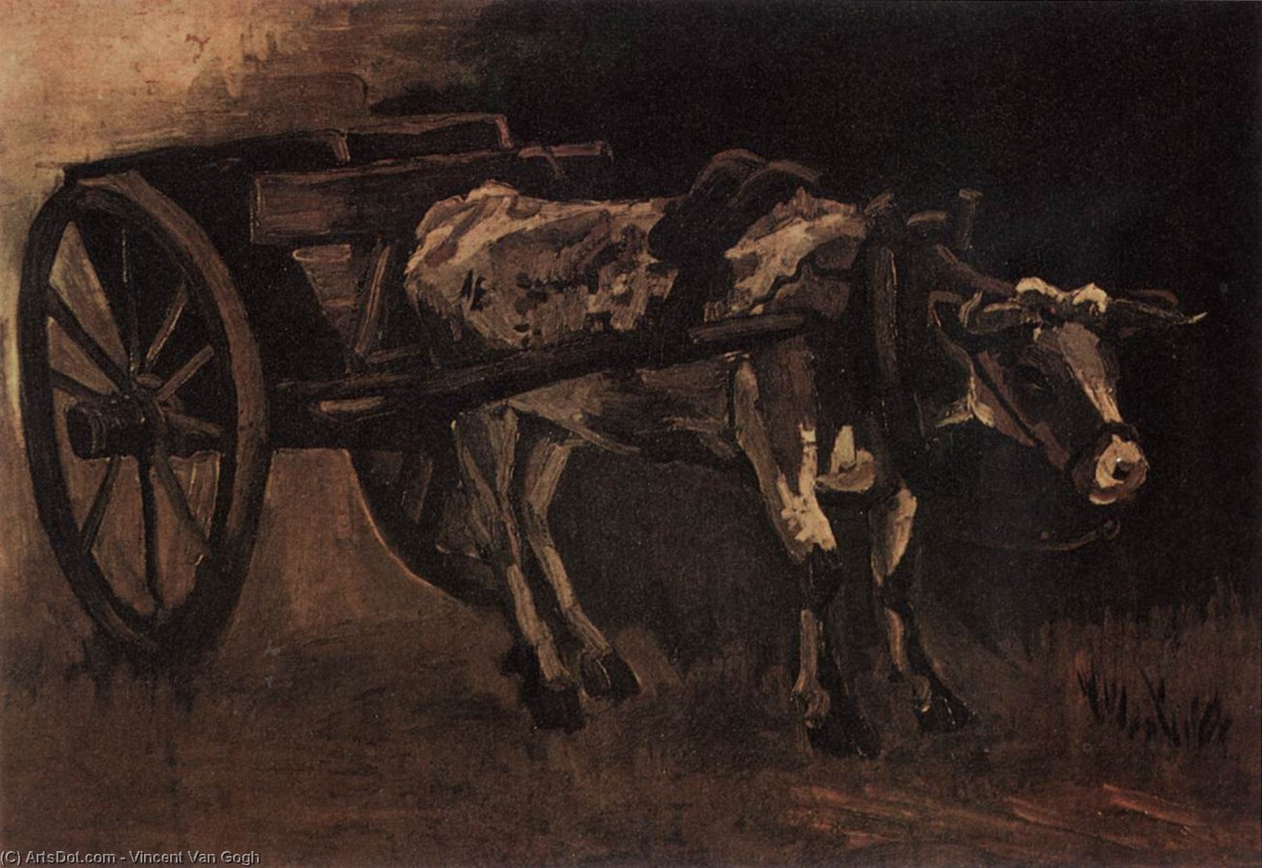 Cart With Red And White Ox — Vincent Willem Van Gogh