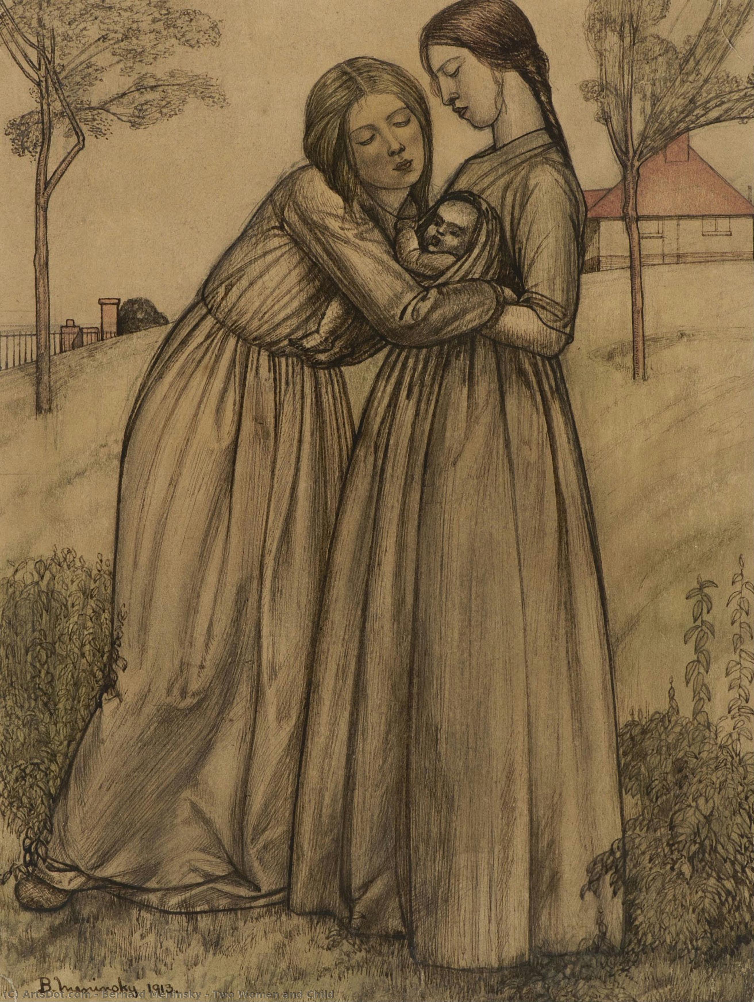 Two Women And Child — Bernard Meninsky