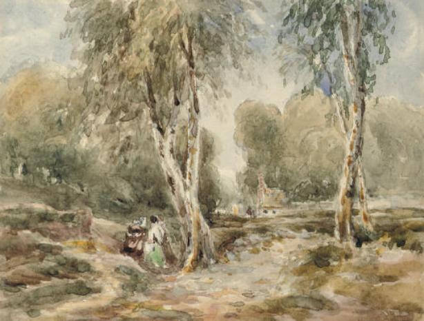 Gypsies In A Wooded Landscape — David Cox