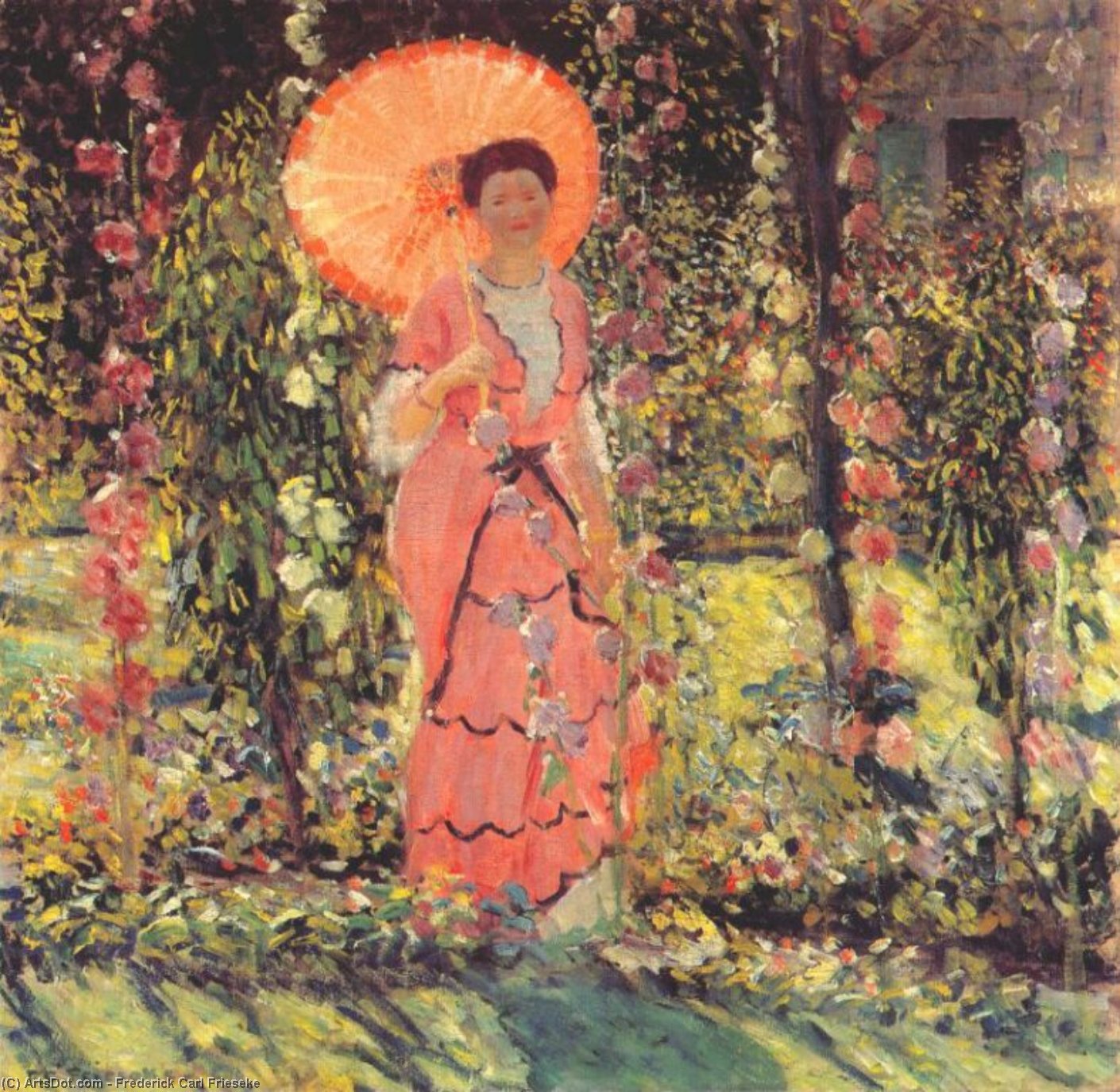 Hollyhocks — Frederick Carl Frieseke