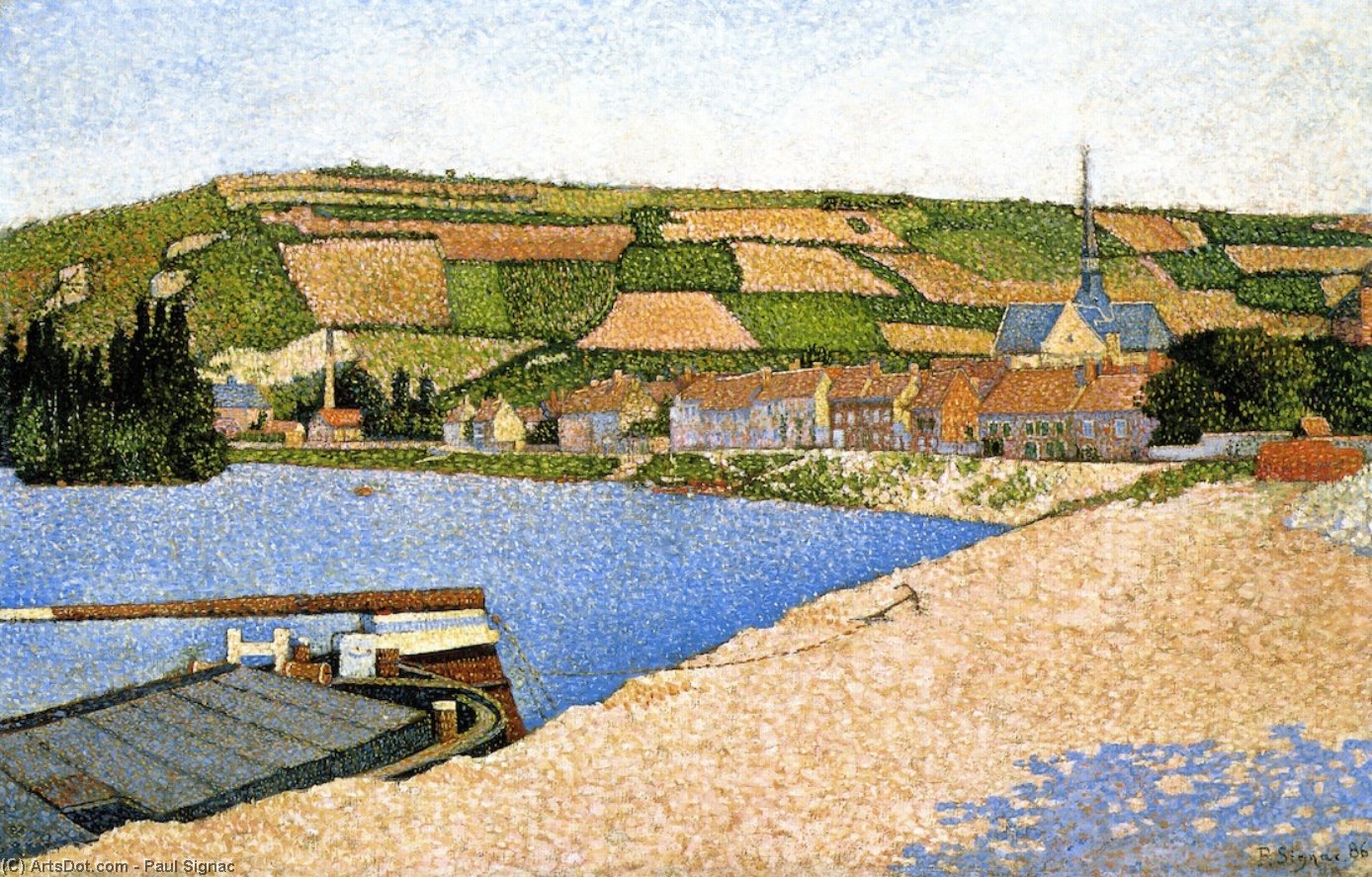 Hillside From Downstream, Les Andelys — Paul Signac