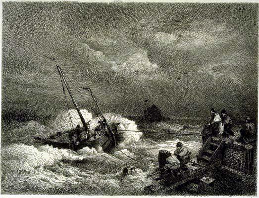 Pulling In A Boat — Andreas Achenbach