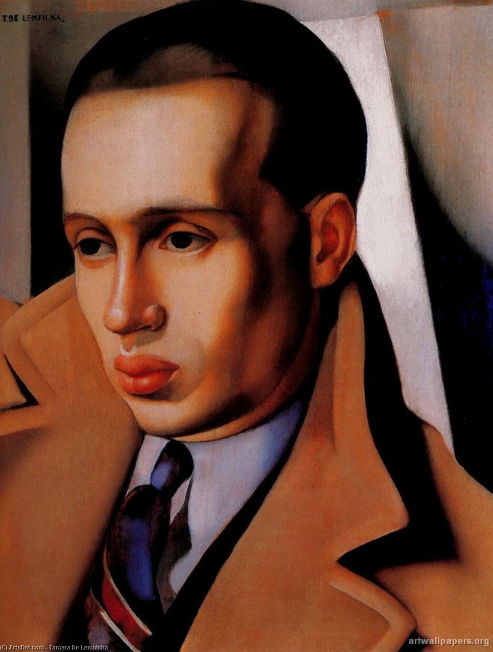 Portrait Of A Man With His Collar Turned Up — Tamara De Lempicka