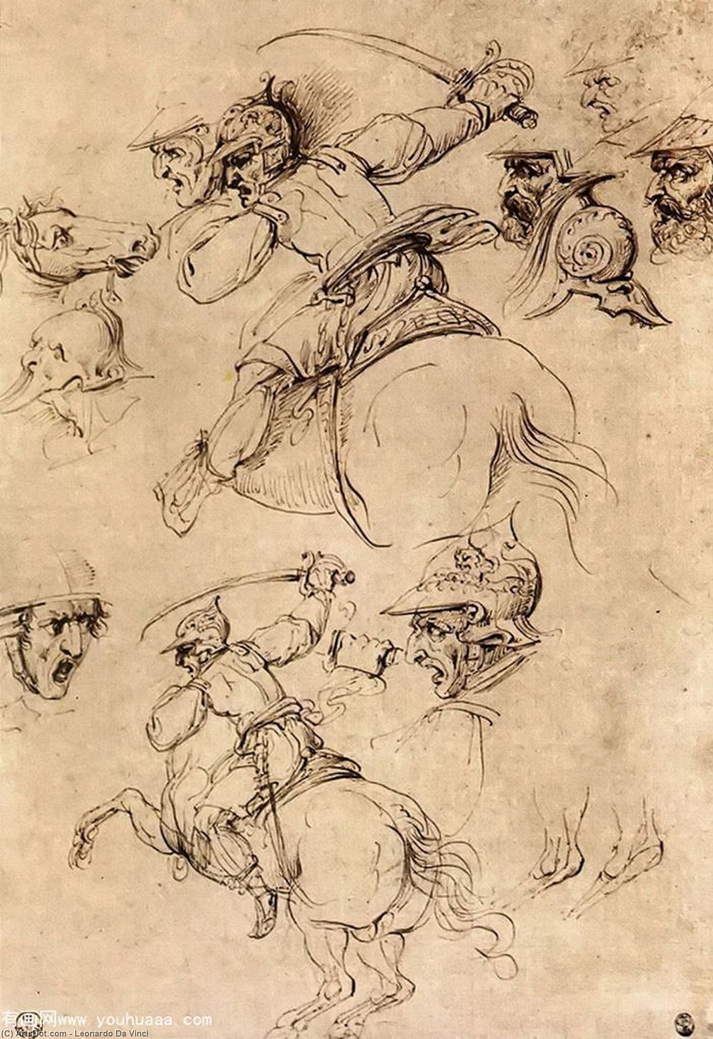 Study Of Battles On Horseback — Leonardo Da Vinci