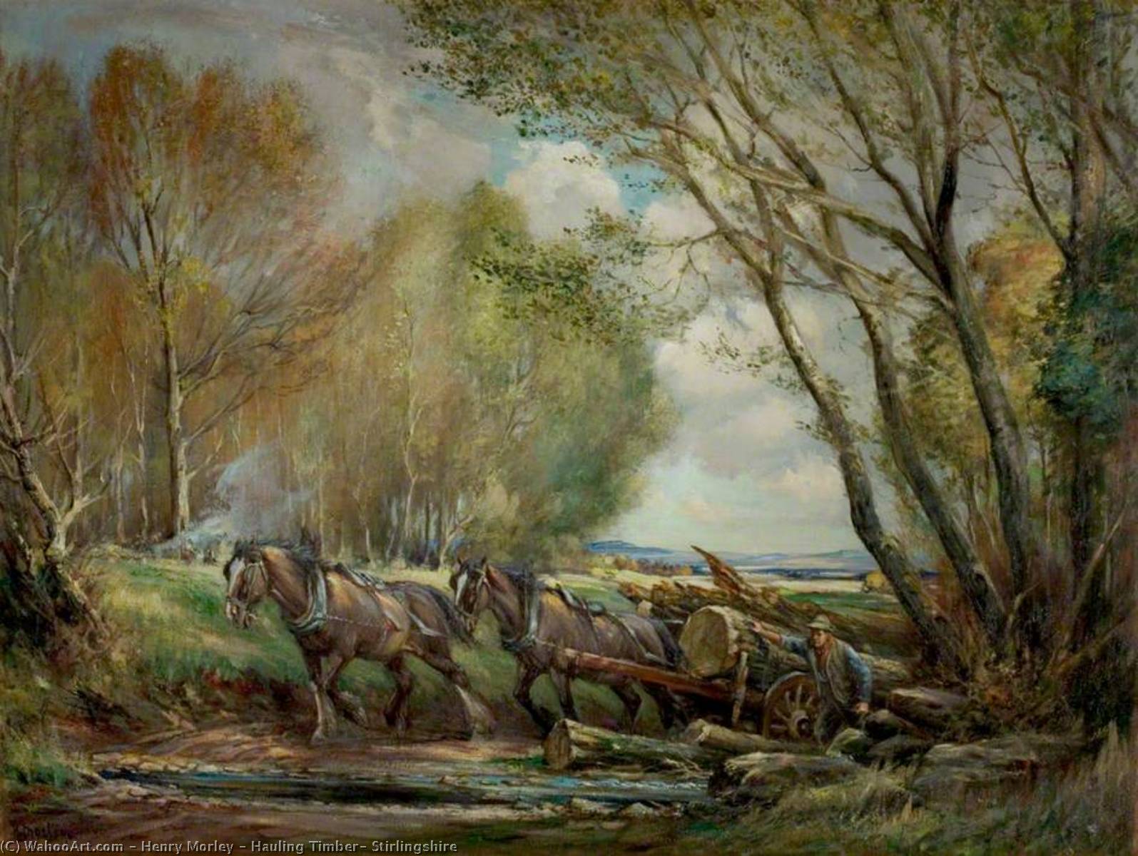 Hauling Timber, Stirlingshire — Henry Morley