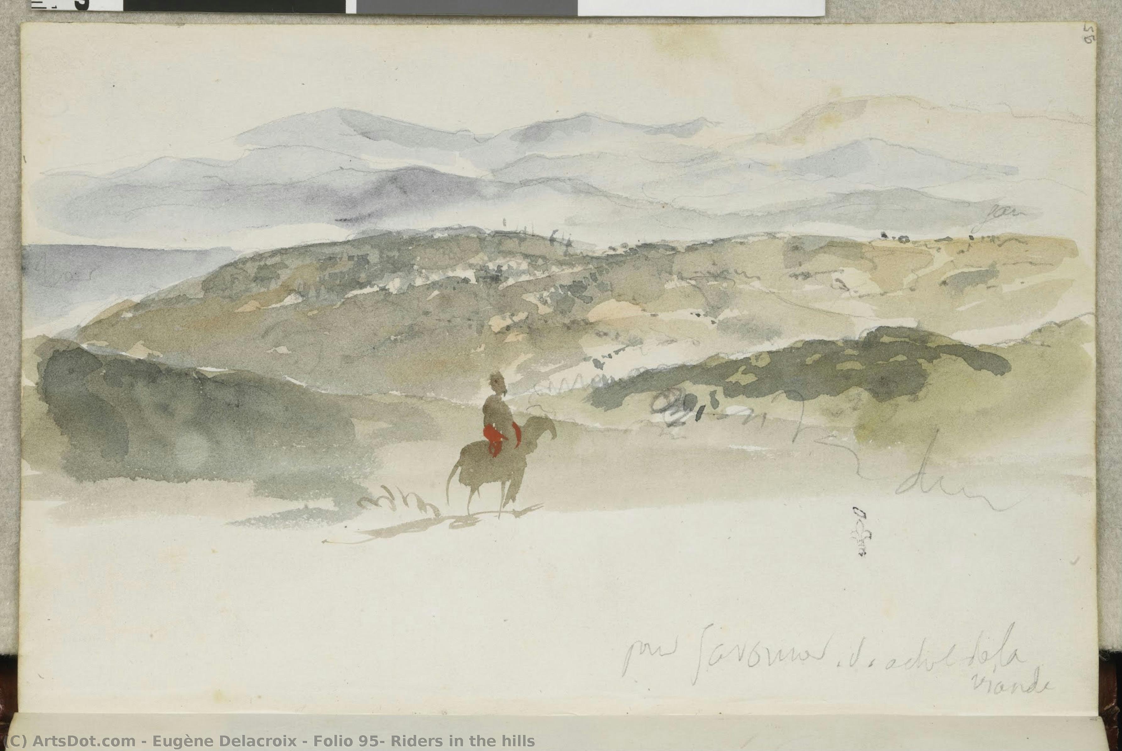 Folio 95, Riders In The Hills — Eugène Delacroix