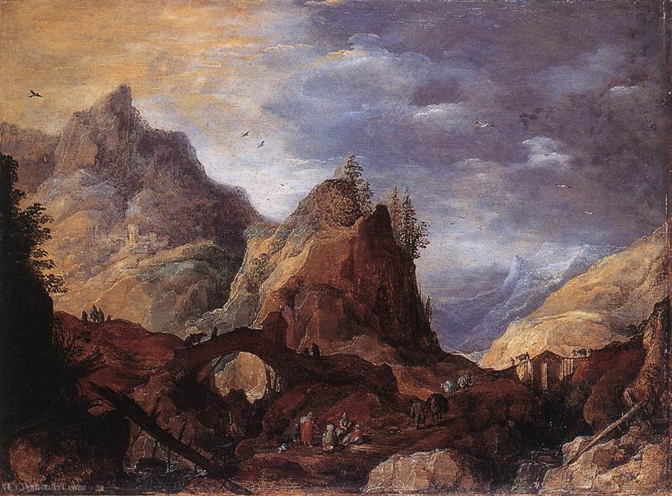 Mountain Scene With Bridges — Joos De Momper The Younger