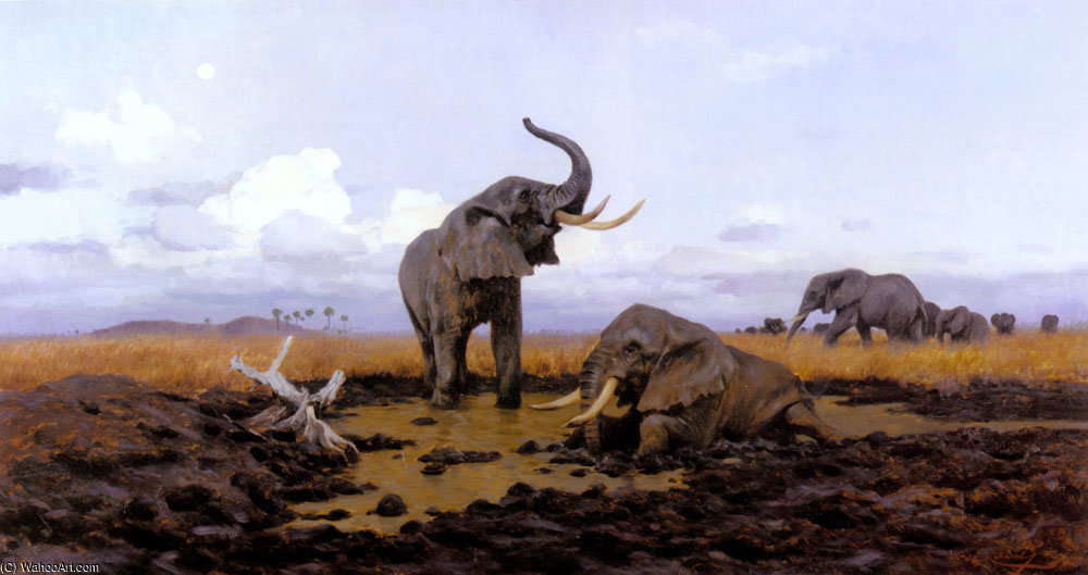 In The Twilgiht Elephants — Friedrich Wilhelm Kuhnert