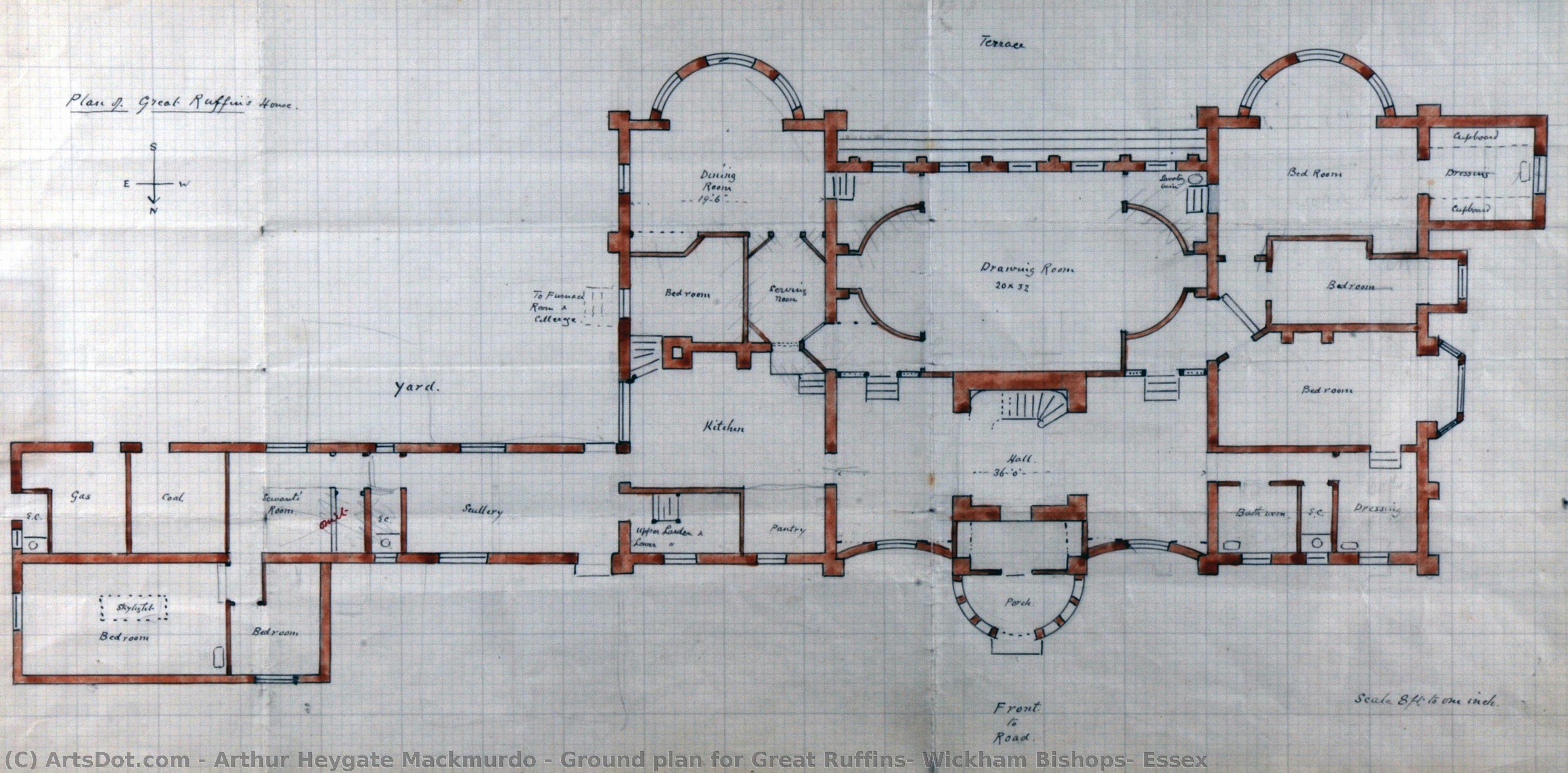 Ground Plan For Great Ruffins, Wickham Bishops, Essex — Arthur Heygate Mackmurdo