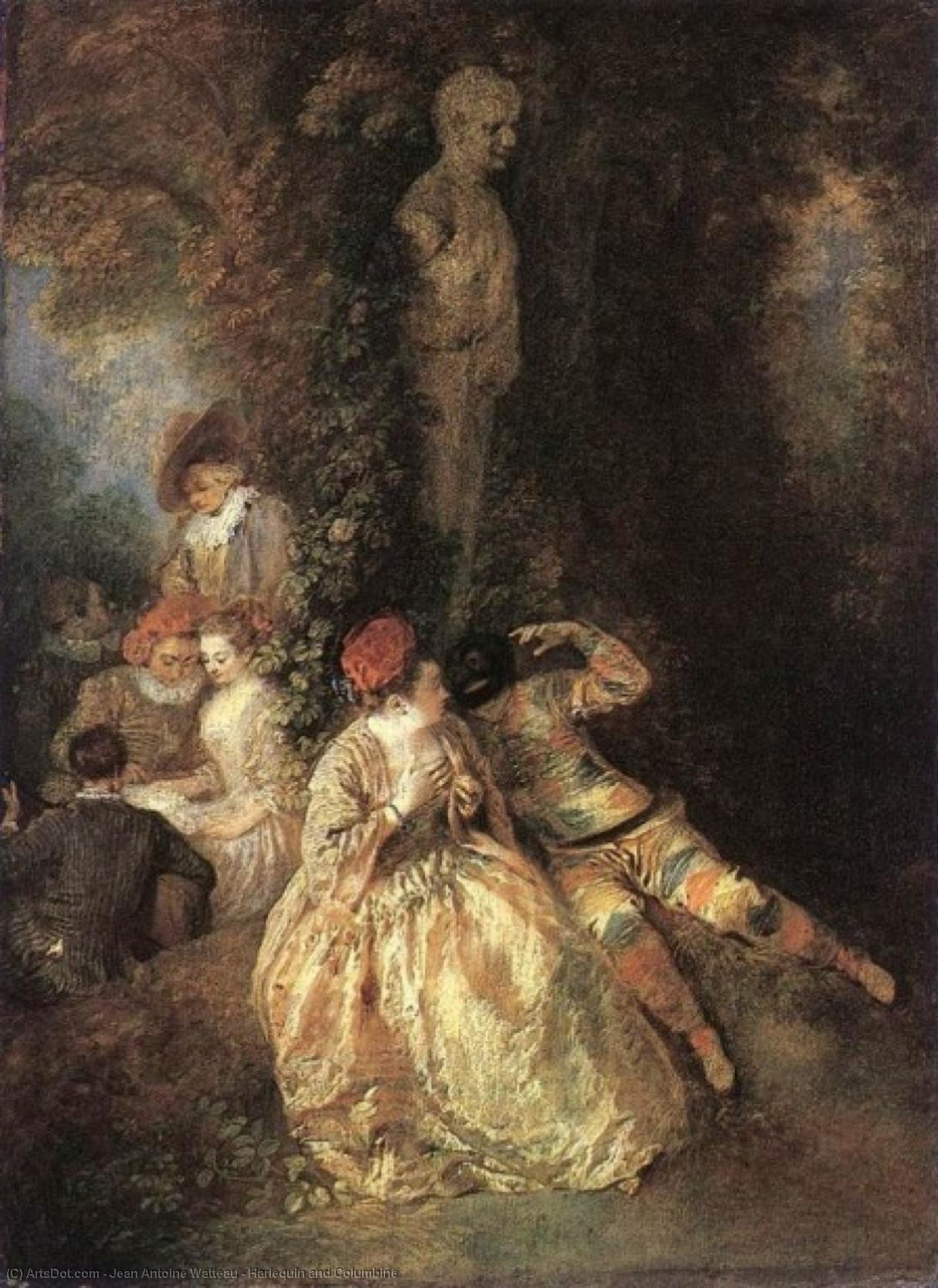 Harlequin And Columbine — Jean-antoine Watteau