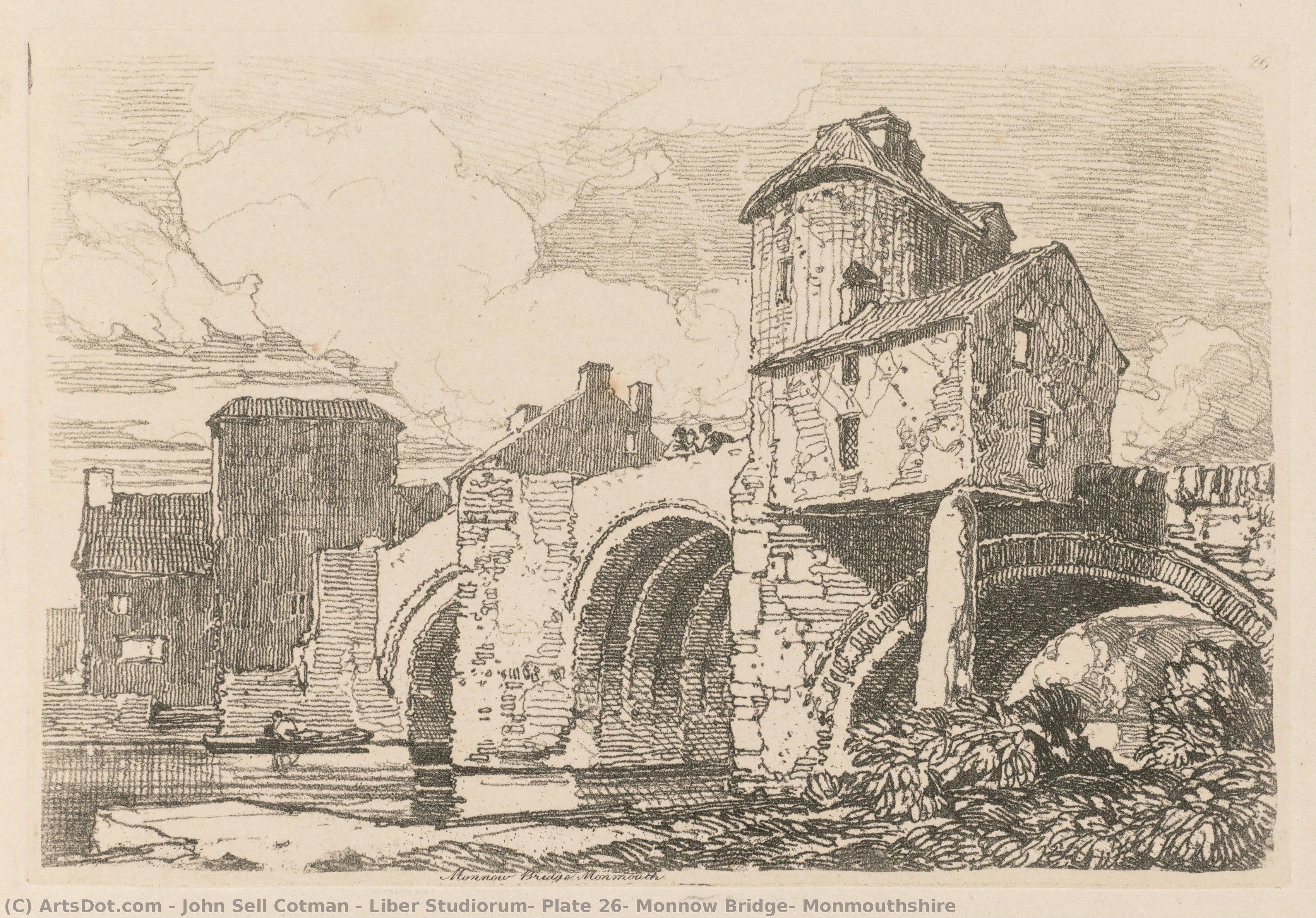 Liber Studiorum: Plate 26, Monnow Bridge, Monmouthshire — John Sell Cotman