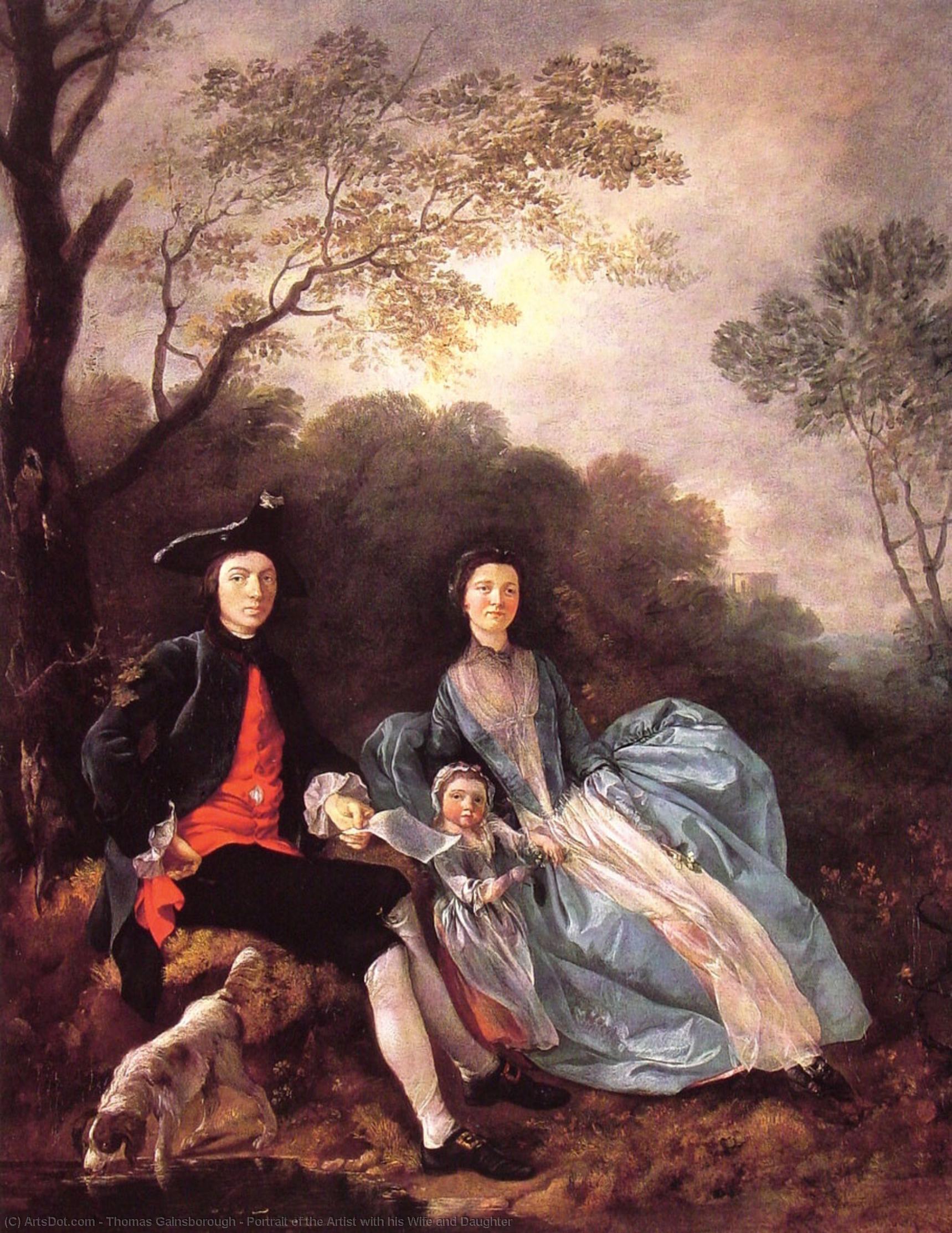 Portrait Of The Artist With His Wife And Daughter — Thomas Gainsborough
