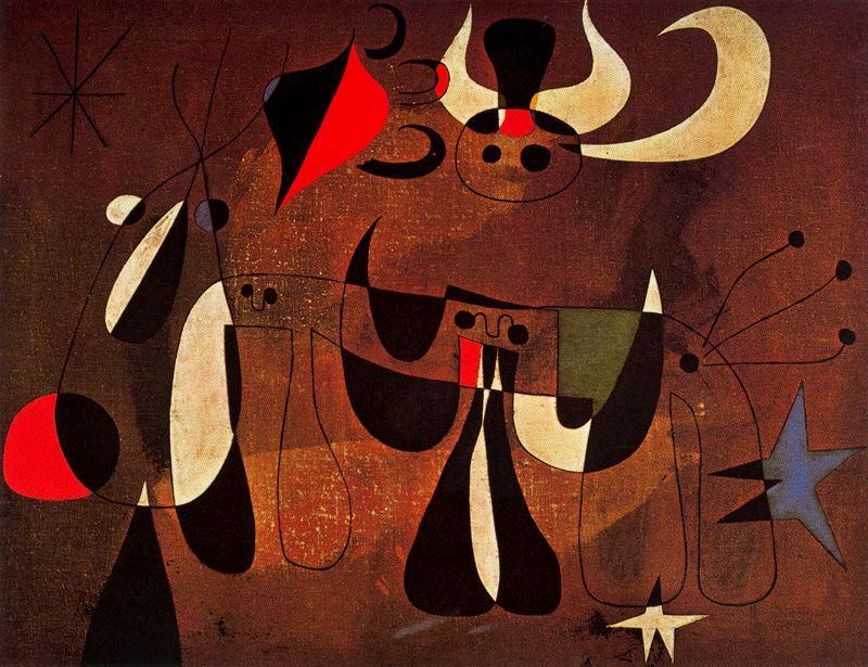 Personajes En La Noche — Joan Miró