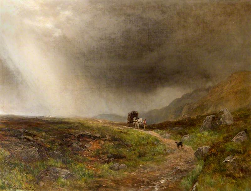 A Man With A Horse And Cart And A Dog On A Moor — James Docharty