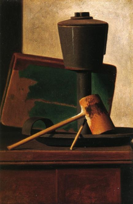 Still Life With Pipe, Oil Lamp And Book — John Frederick Peto