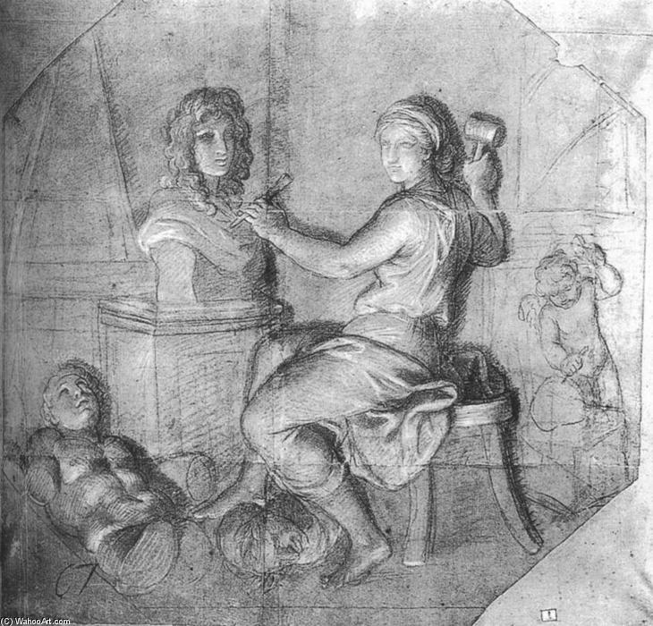 Allegory: Sculpture Working On The King's Bust — Charles Le Brun