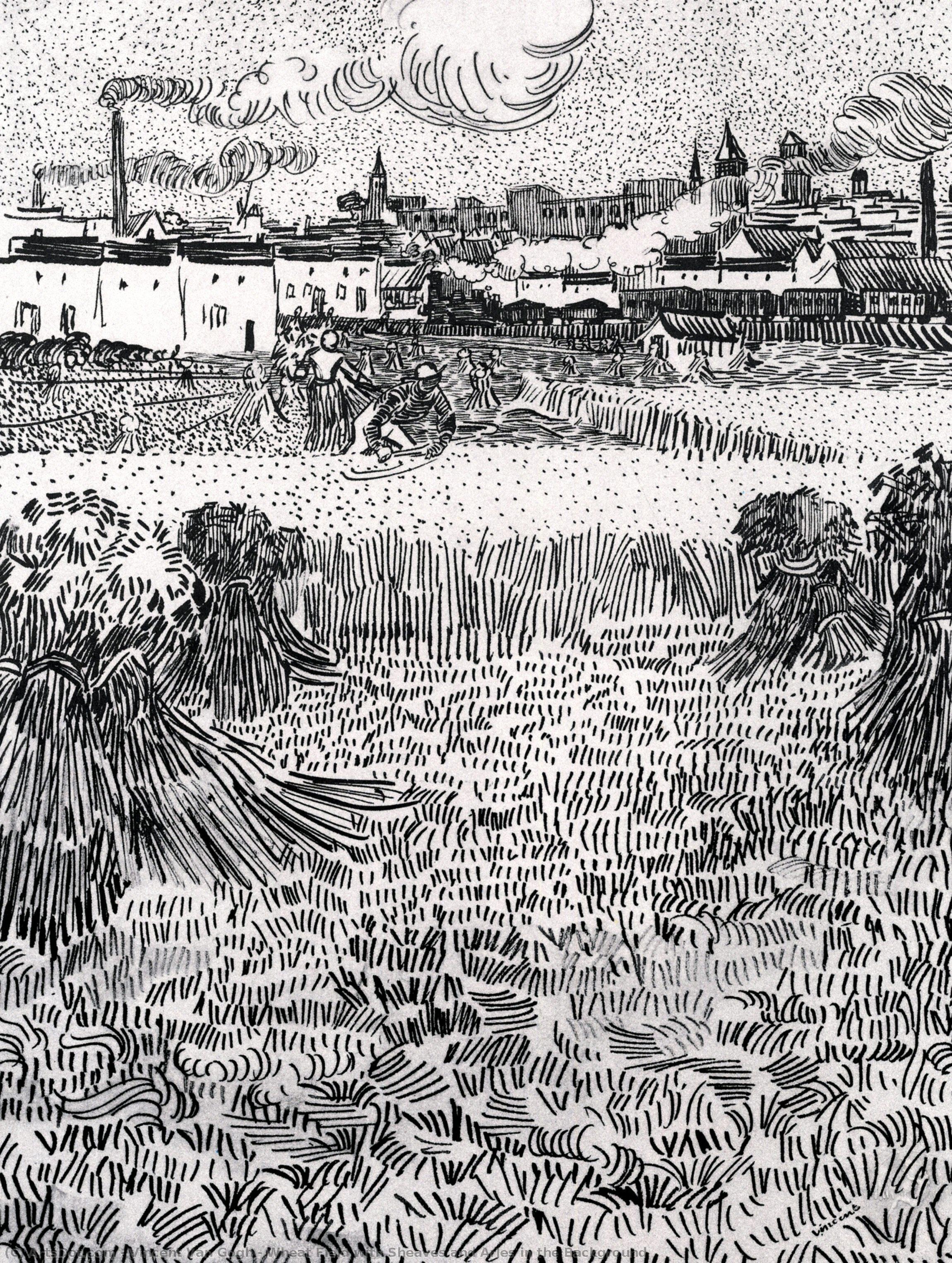 Wheat Field With Sheaves And Arles In The Background — Vincent Willem Van Gogh