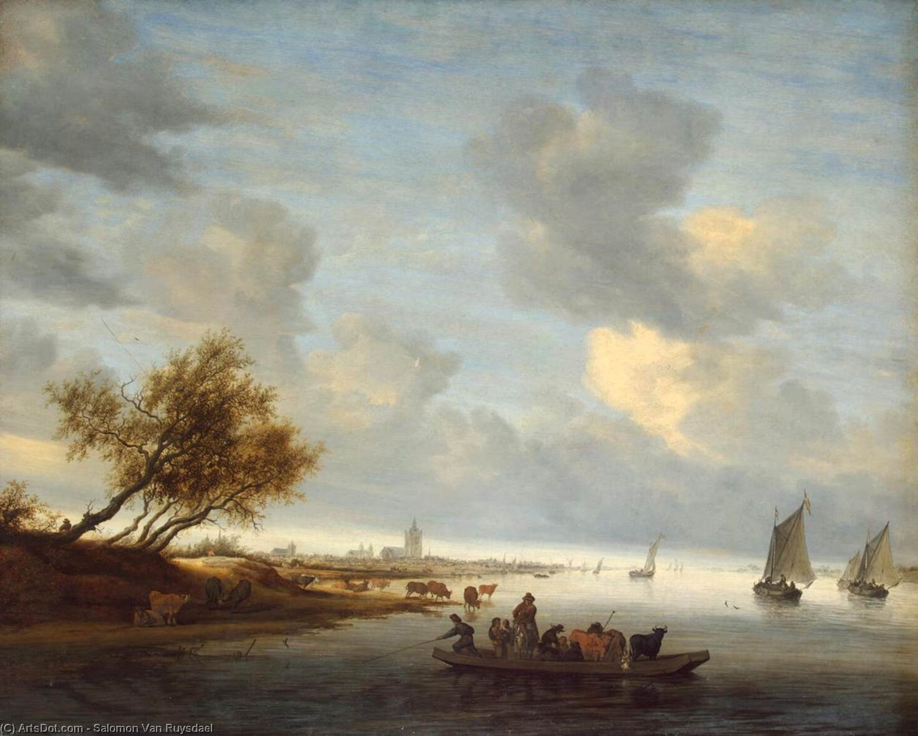 A Ferry Boat Near Arnheim — Salomon Van Ruysdael