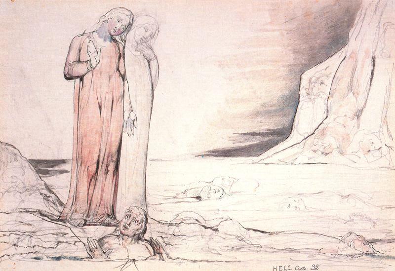 Dante Tropieza Con Bocca Degli Abbati 1 — William Blake