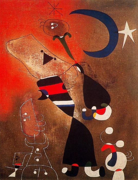 Mujer Y Pájaro Al Claro De Luna — Joan Miró