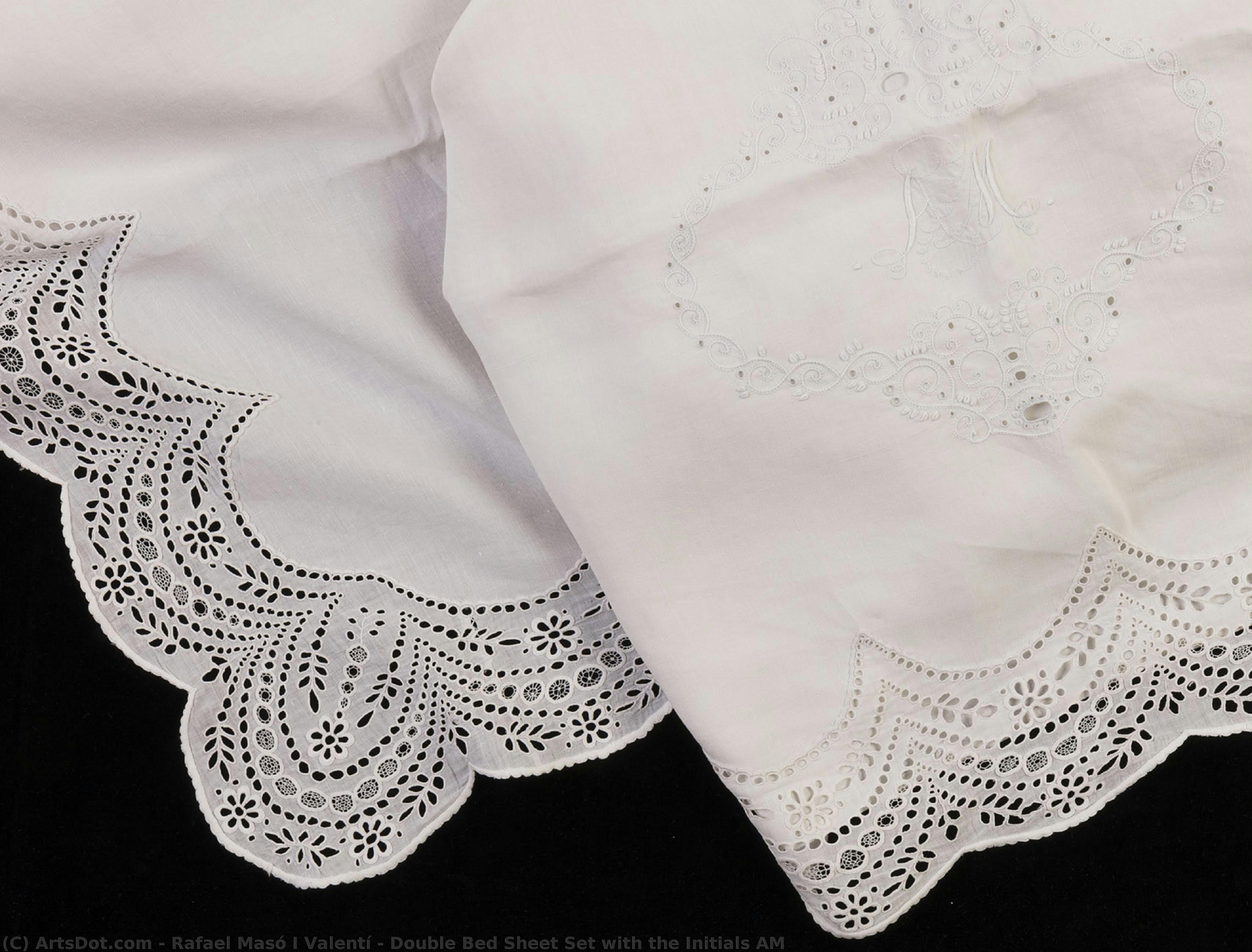 Double Bed Sheet Set With The Initials Am — Rafael Masó I Valentí