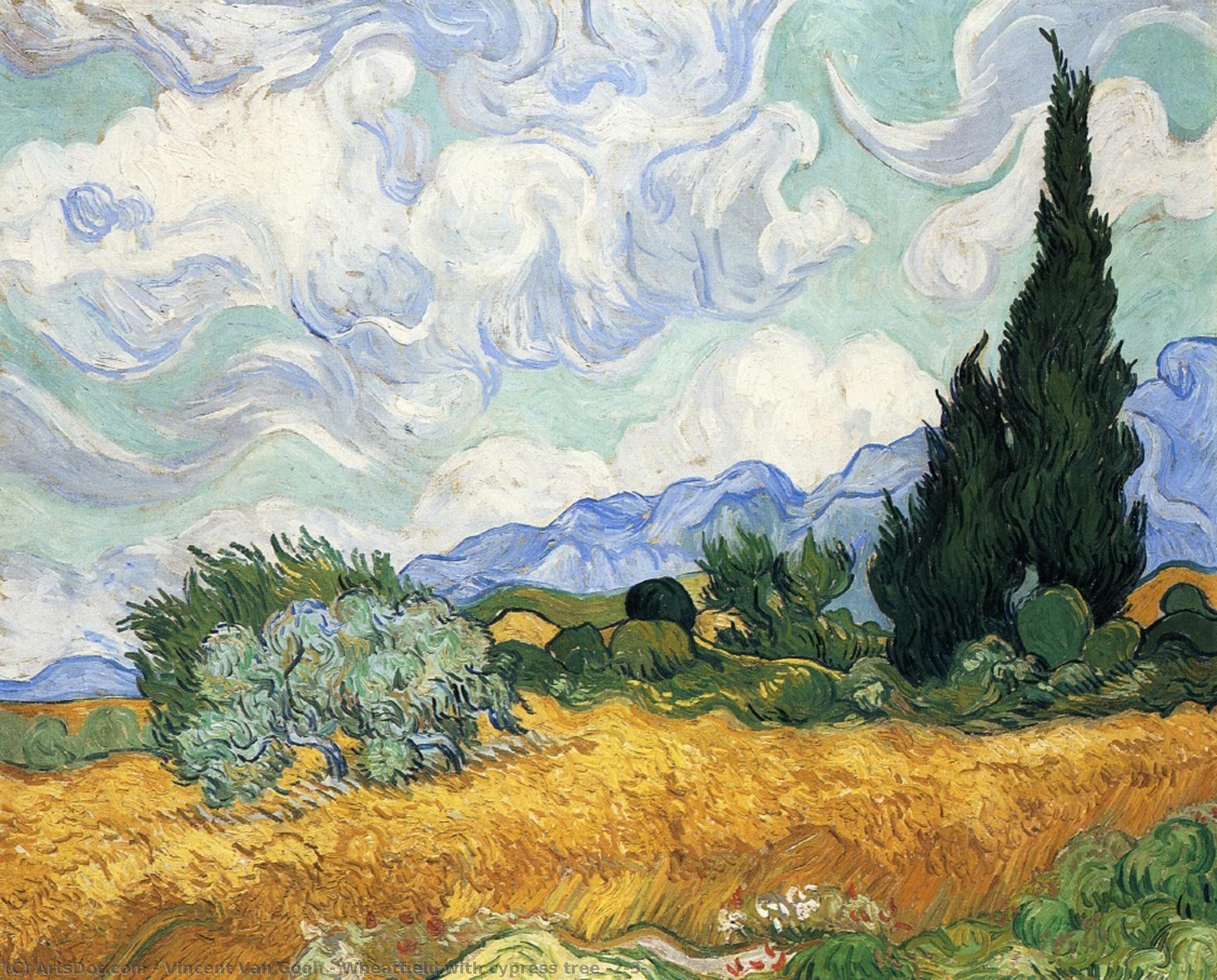 Wheatfield With Cypress Tree (2/3) — Vincent Willem Van Gogh