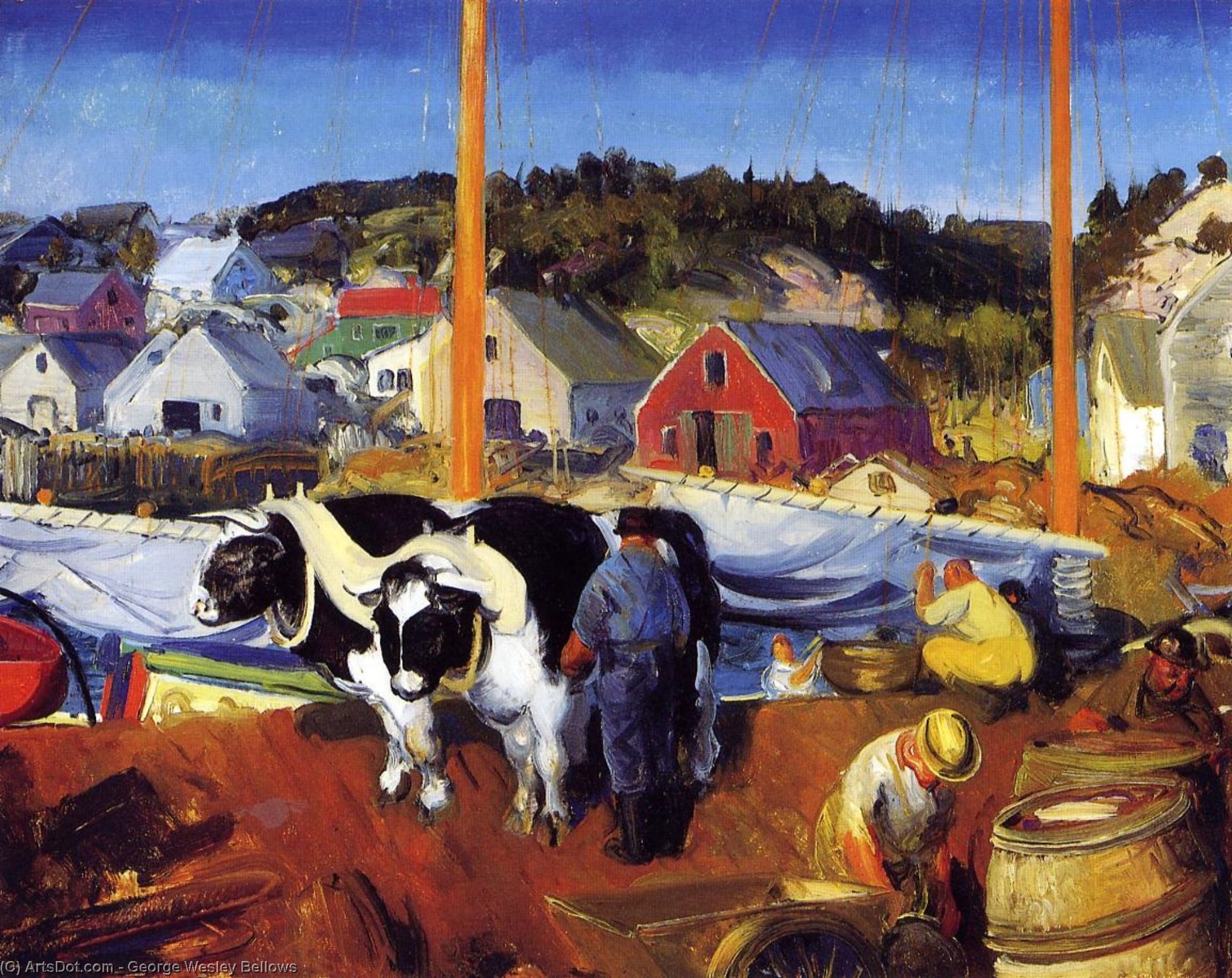 Ox Team, Wharf At Matinicus — George Wesley Bellows