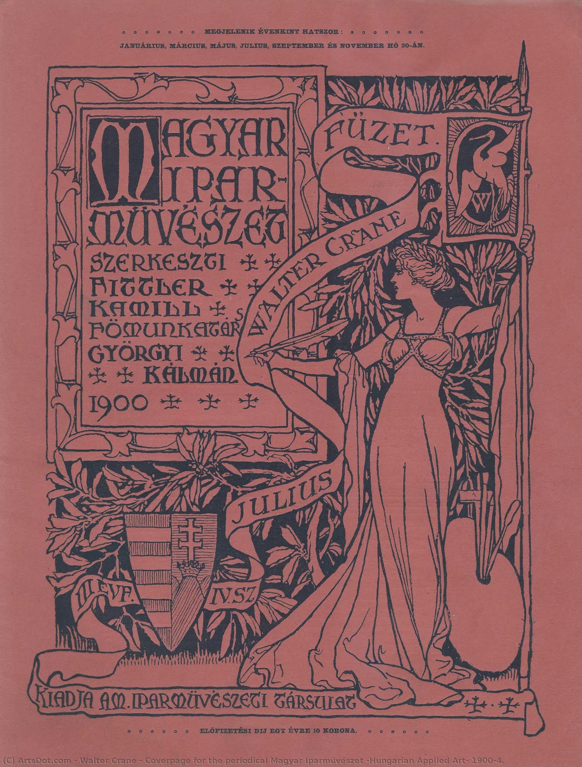 Coverpage For The Periodical Magyar Iparművészet (hungarian Applied Art) 1900/4. — Walter Crane