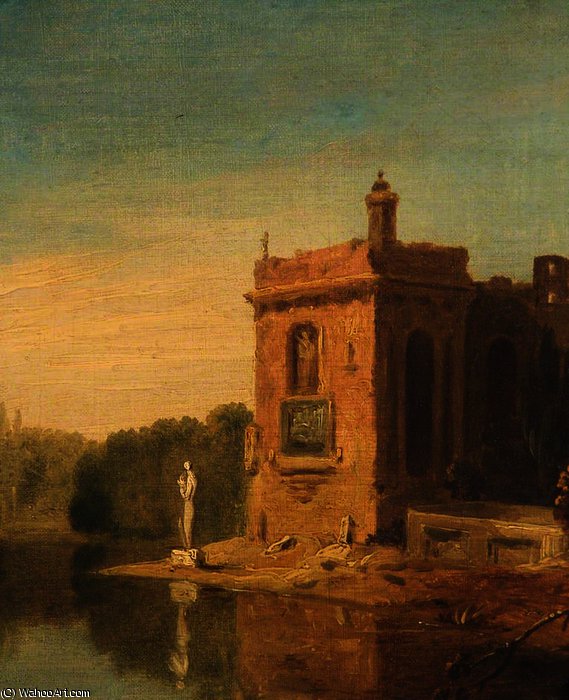 A Lake With A Pavilion And A Statue, Italy — Richard Wilson