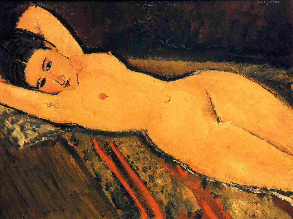 Reclining Nude, Arms Folded Under Her Head — Amedeo Clemente Modigliani