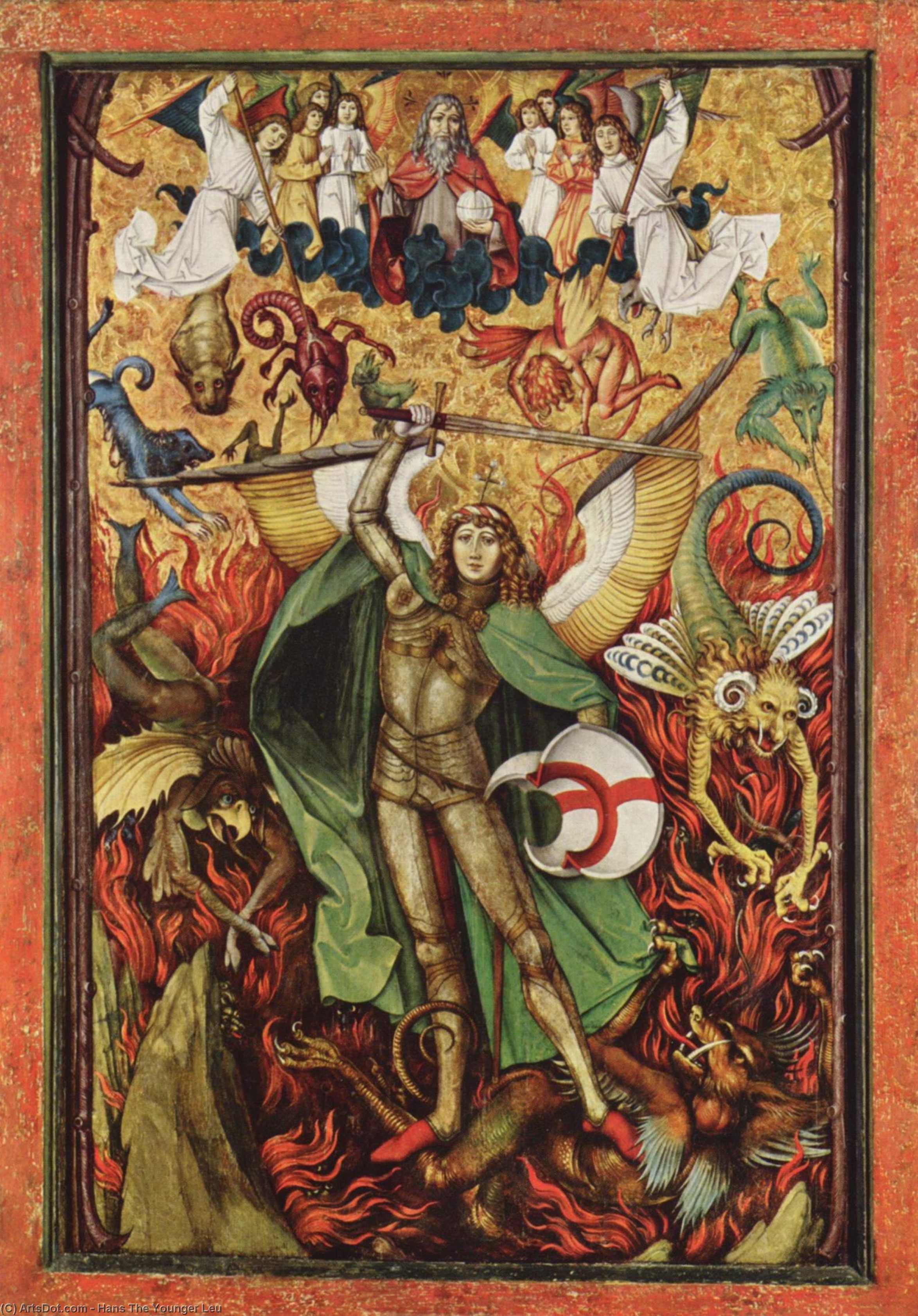 Descent Into Hell, Archangel Michael Fighting With Lucifer — Hans The Younger Leu