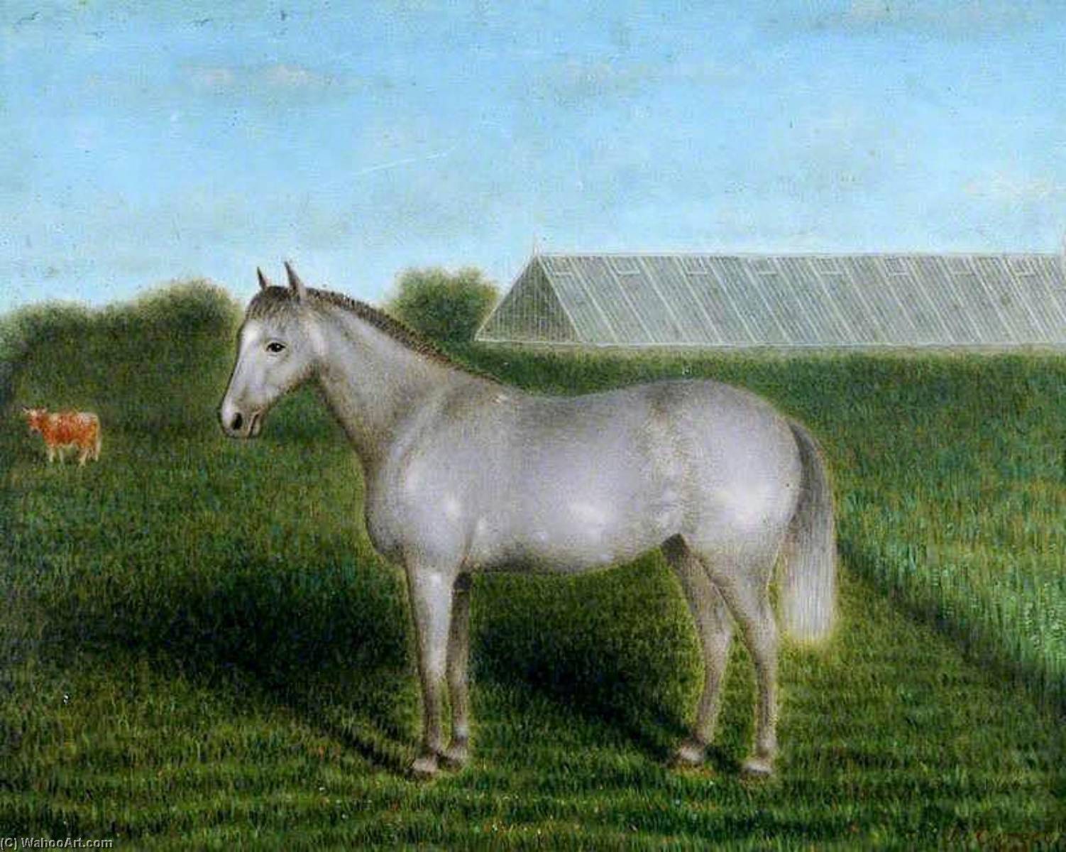 Grey Pony In Front Of A Vinery — Denys Corbet