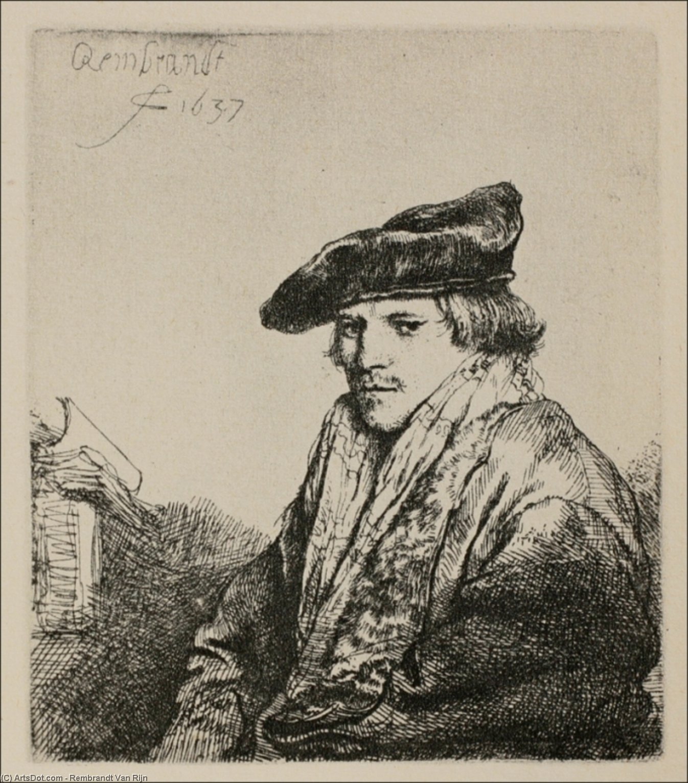 A Young Man Seated, Turned To The Left — Rembrandt Van Rijn