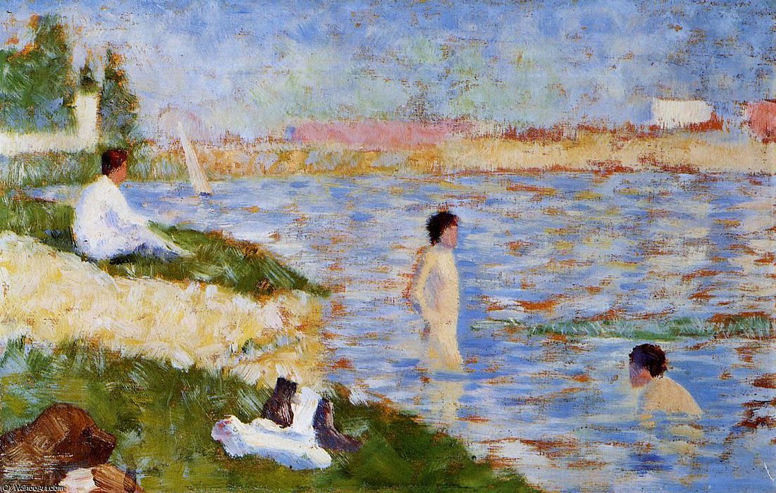 Bathing At Asnieres - Bathers In The Water — Georges Seurat