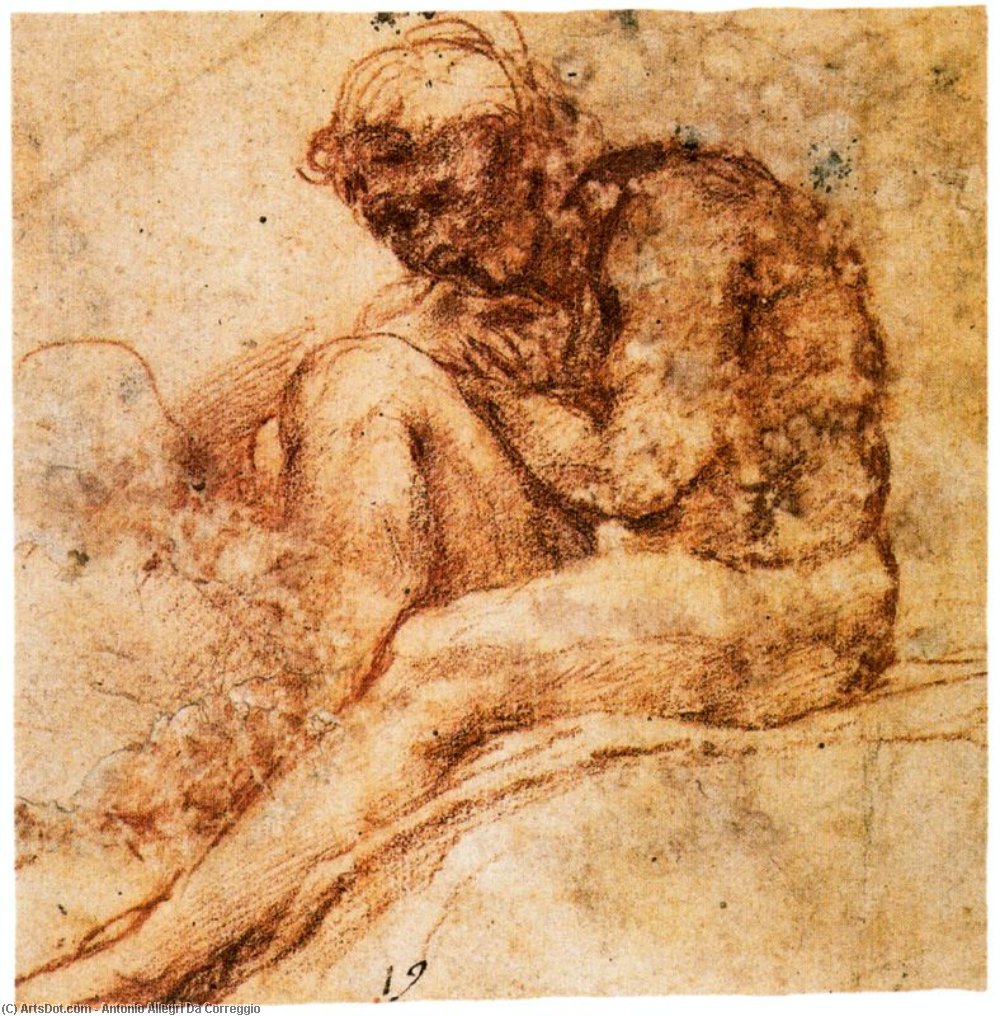 Nude Seated In Left Profile — Antonio Allegri Da Correggio