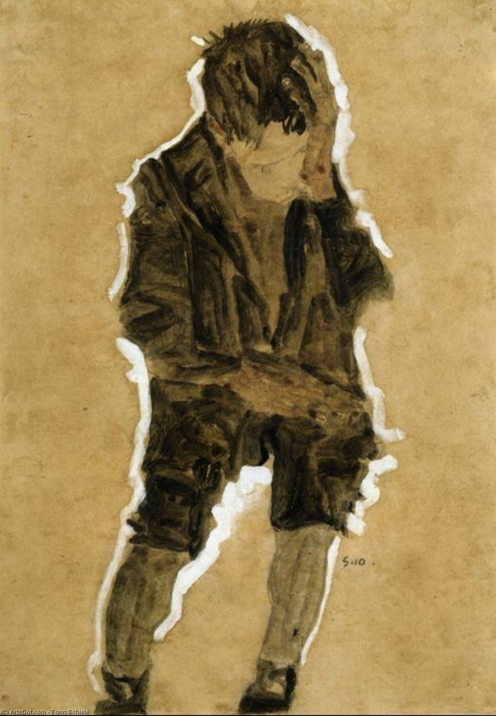 El Niño Con La Mano Al Rostro — Egon Schiele