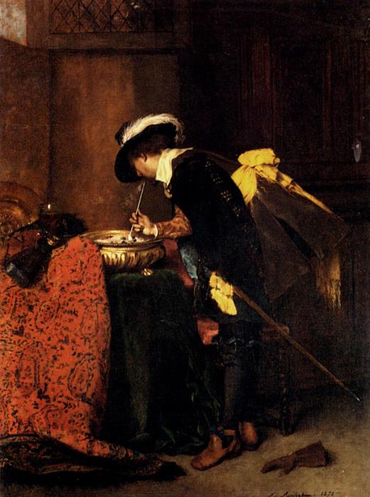 A Cavalier Lighting A Pipe — Ferdinand Victor Léon Roybet