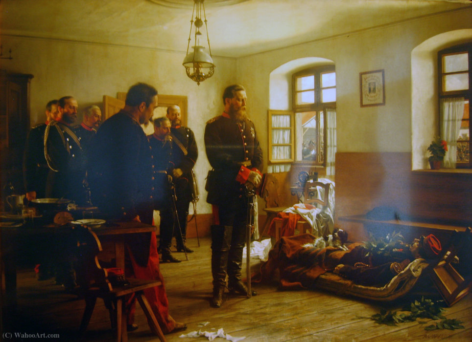 German Crown Prince Friedrich Wilhelm Contemplating The Corpse Of French General Abel Douay, Franco-prussian War, (1870) — Anton Von Werner