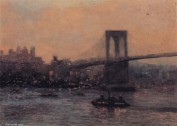 Brooklyn Bridge At Night — Edward Willis Redfield