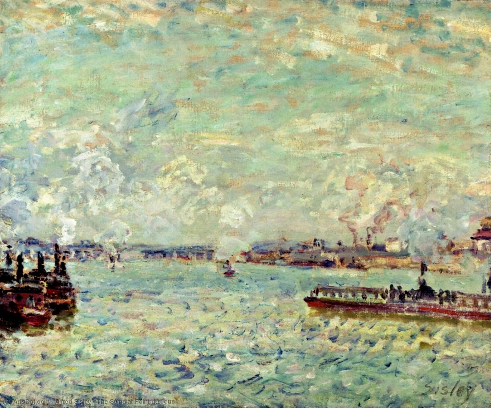 The Seine At Point Du Jour — Alfred Sisley