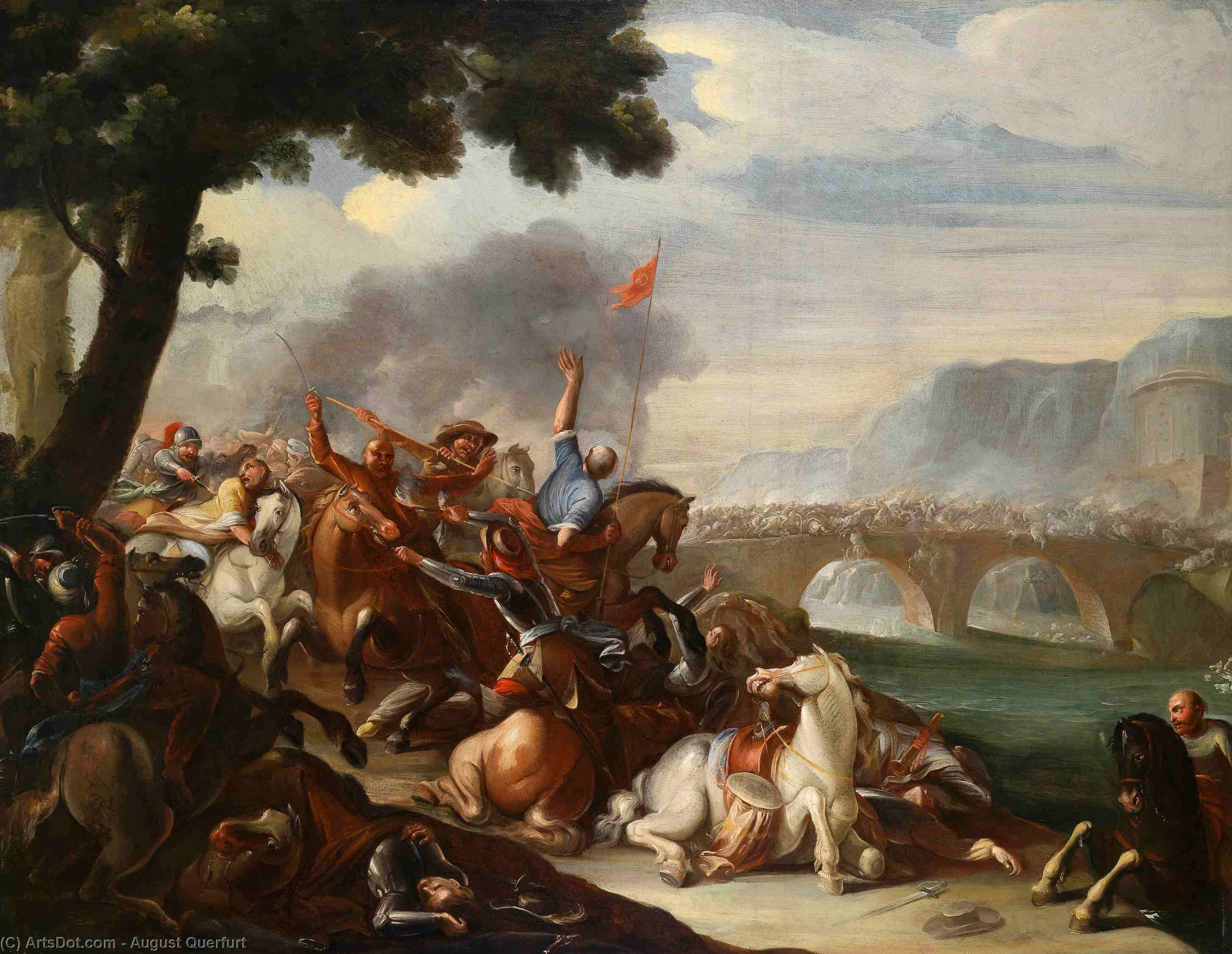 Cavalry Battle Between Christians And Turks — August Querfurt