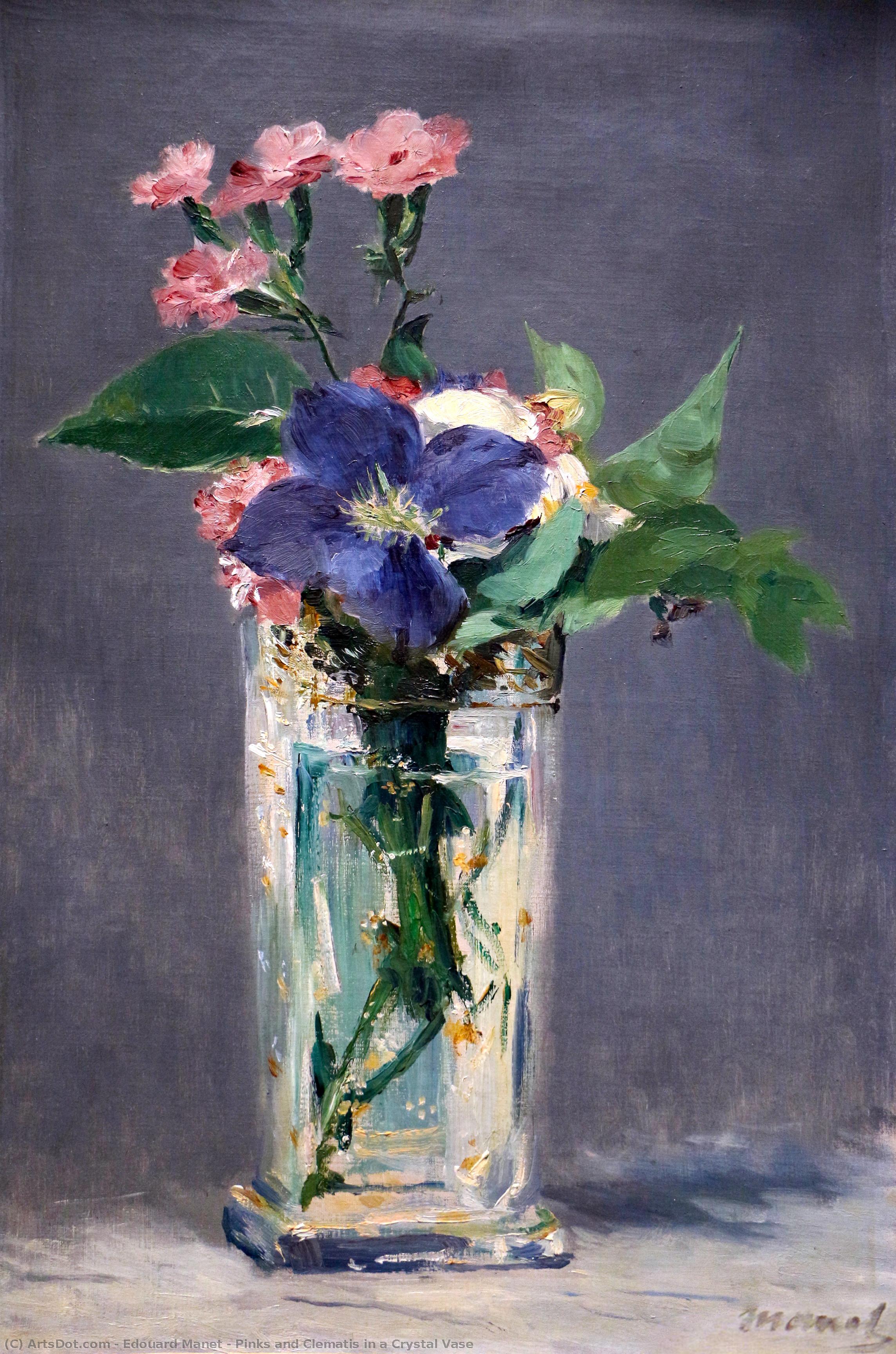 Pinks And Clematis In A Crystal Vase — Édouard Manet