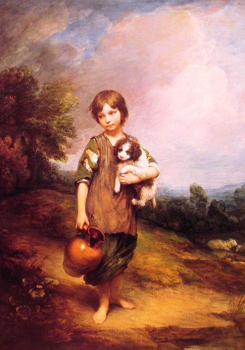 Chica De La Cabaña Con Perro Y Jarra — Thomas Gainsborough