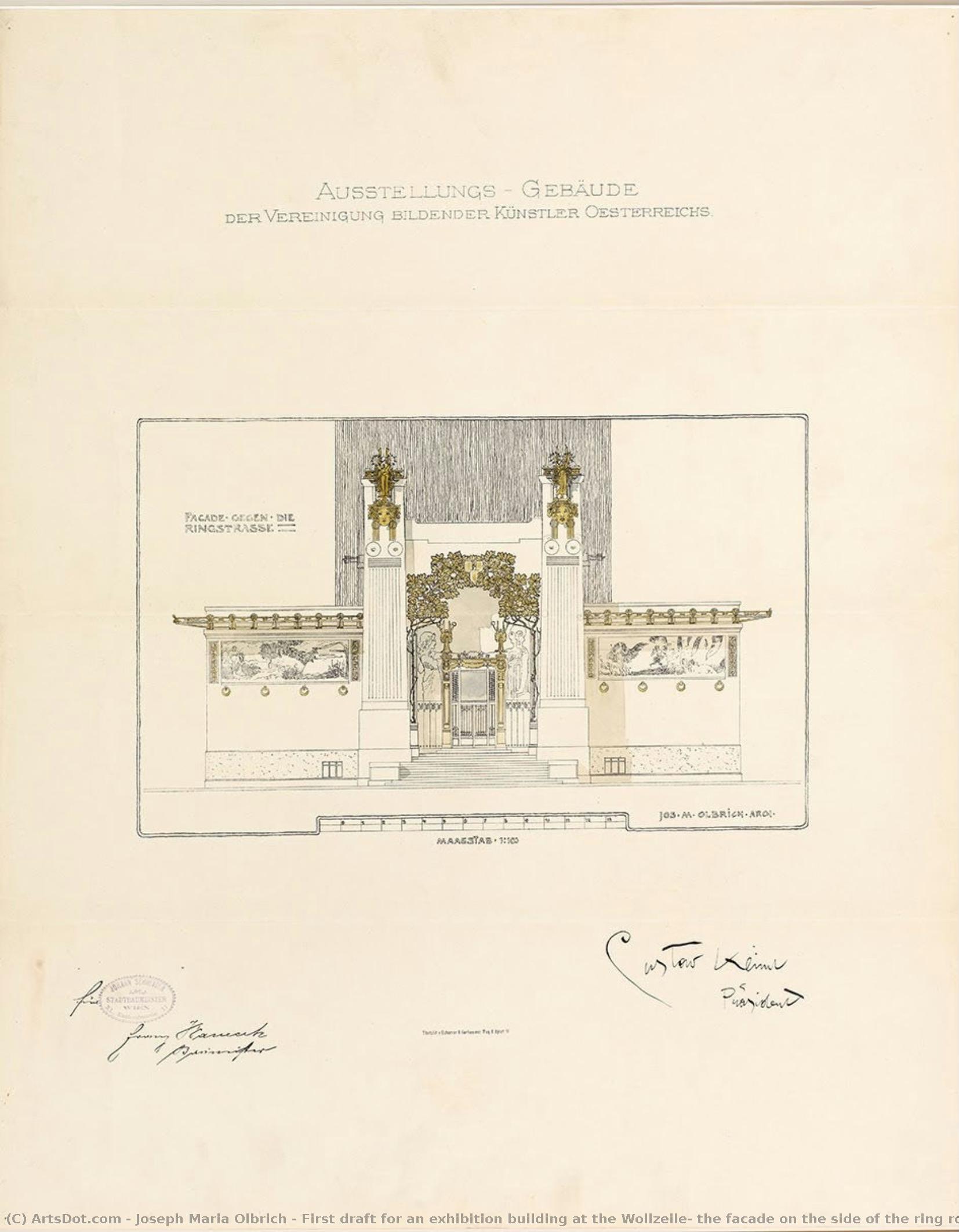 First Draft For An Exhibition Building At The Wollzeile, The Facade On The Side Of The Ring Road — Joseph Maria Olbrich