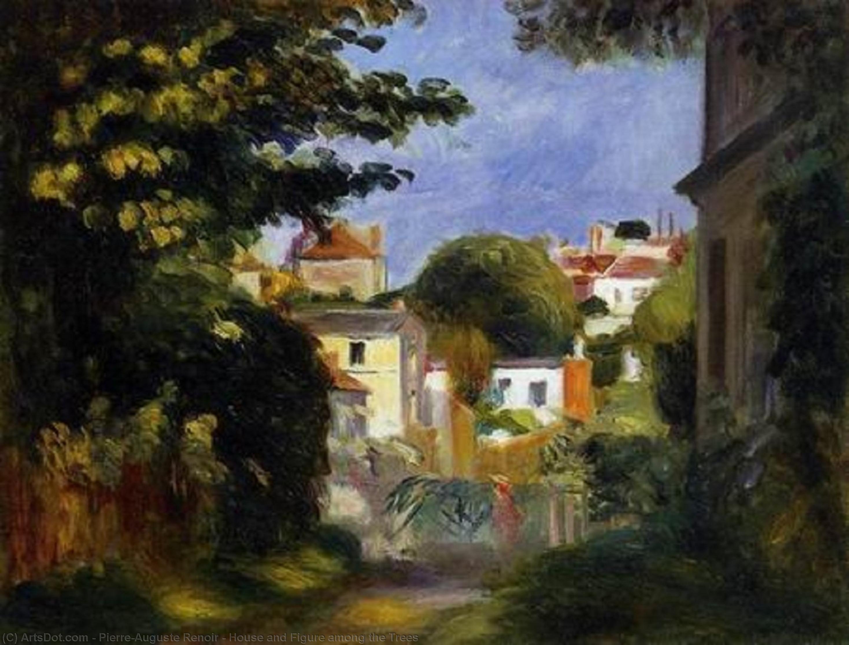 House And Figure Among The Trees — Pierre-auguste Renoir