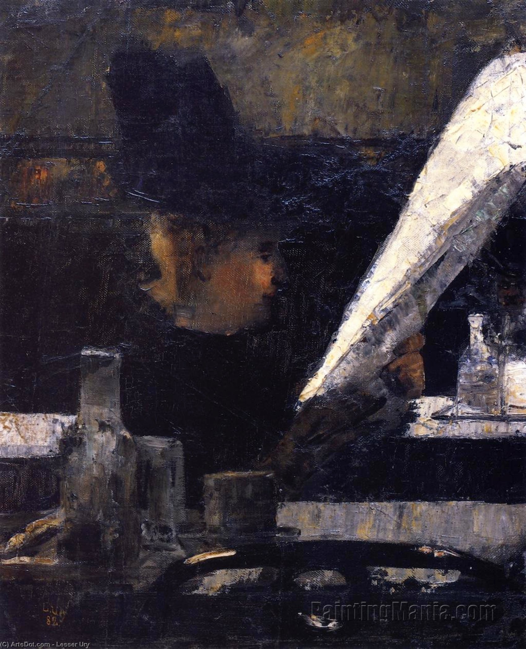 Newspaper Reader In A Café (also Known As Woman In A Café Or Café Interior) — Lesser Ury