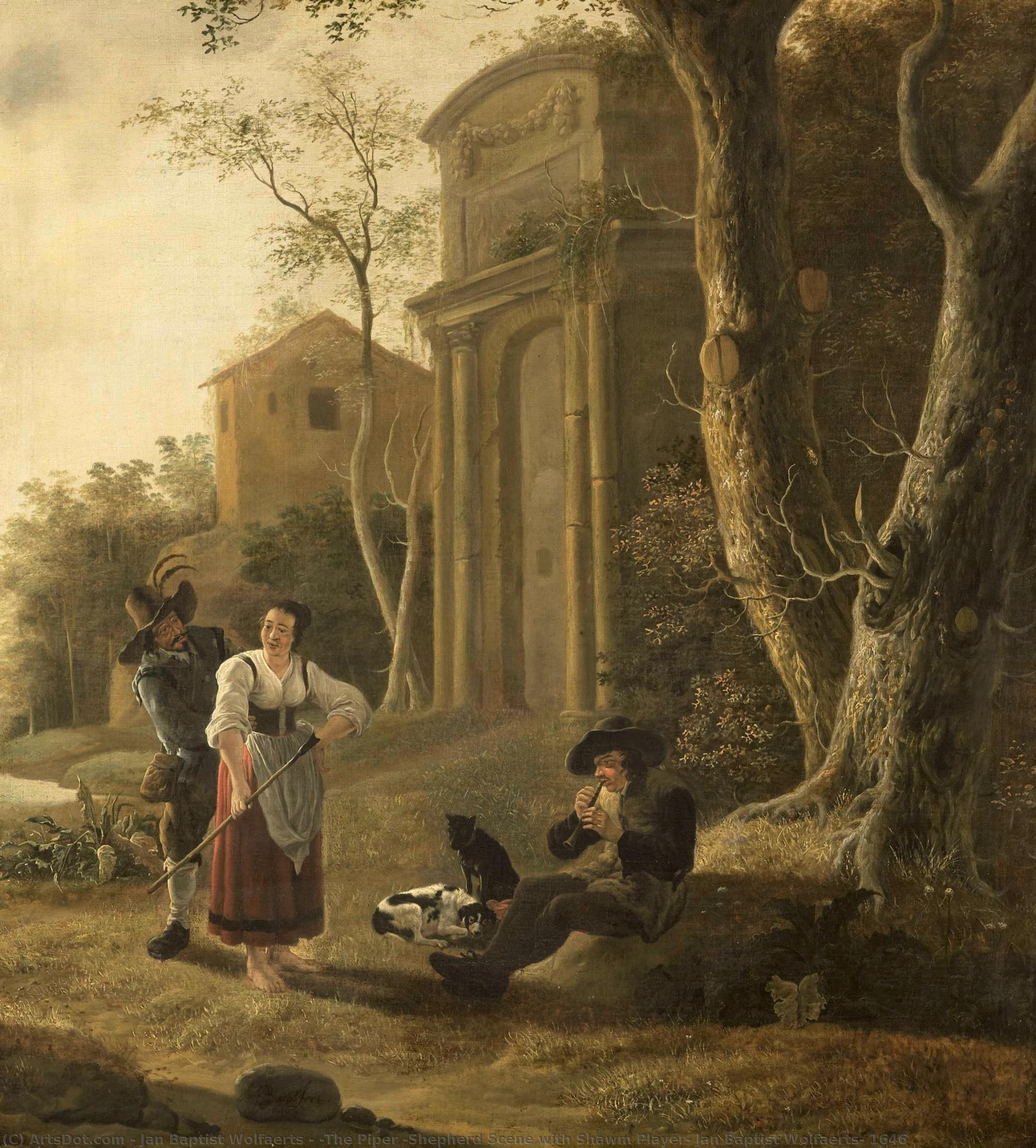 "the Piper (shepherd Scene With Shawm Player, Jan Baptist Wolfaerts, 1646 — Jan Baptist Wolfaerts