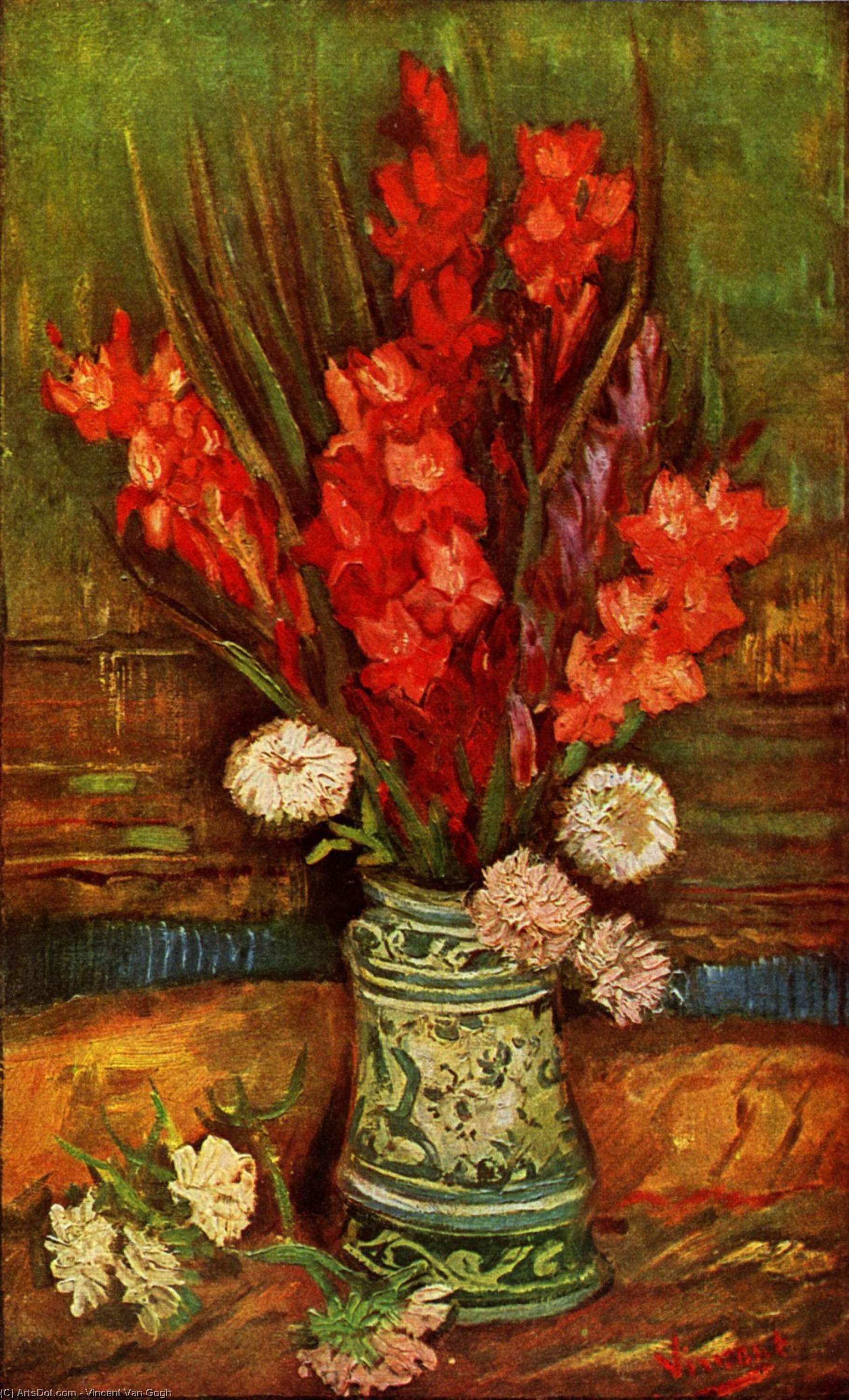Still Life - Vase With Red Gladiolas — Vincent Willem Van Gogh