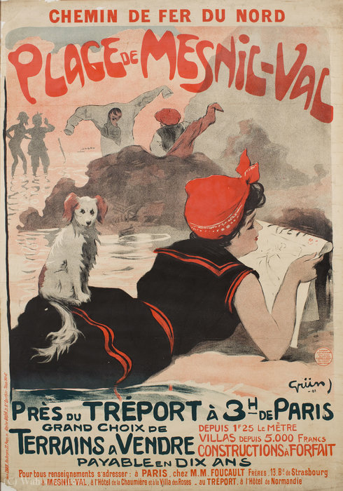 'chemin De Fer Du Nord. Plage De Mesnil-val', (106 X 74 Cm) (1901) — Jules Alexandre Grun